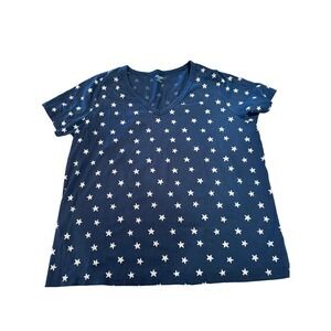 Old Navy Star Print T-Shirt V-Neck Everywear Tee Casual‎ Top Size Large July 4th